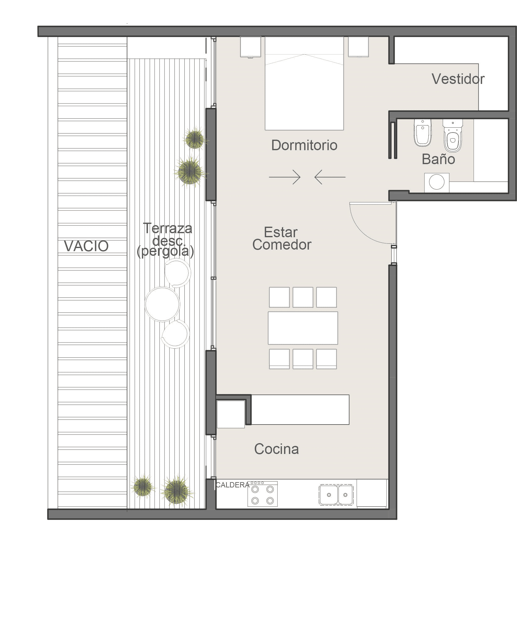 Plano loft piso 9 - 61.04 m²